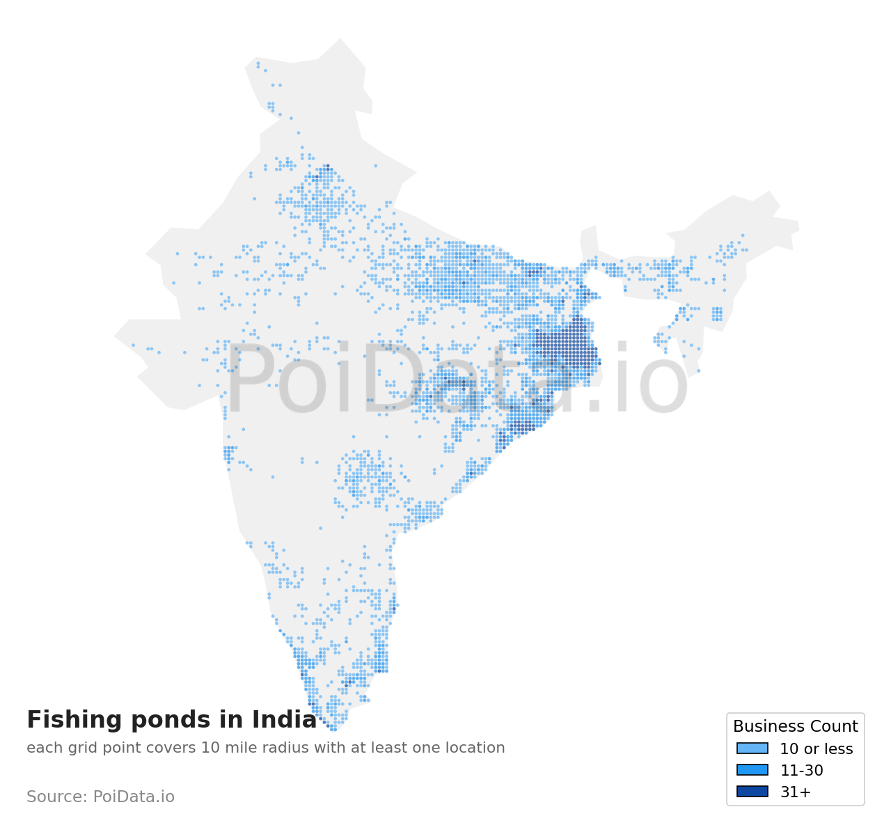 Fishing pond density map for India