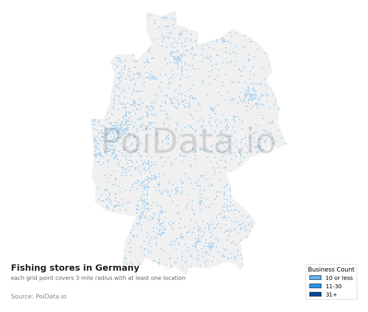 Fishing store density map for Germany