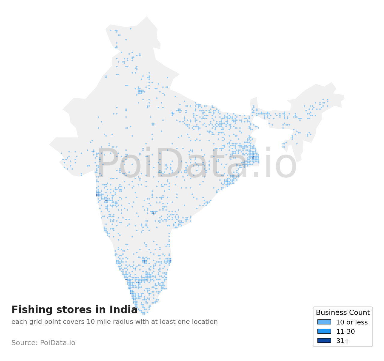 Fishing store density map for India