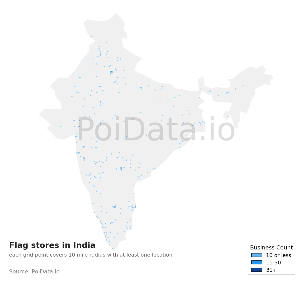 Flag store density map for India