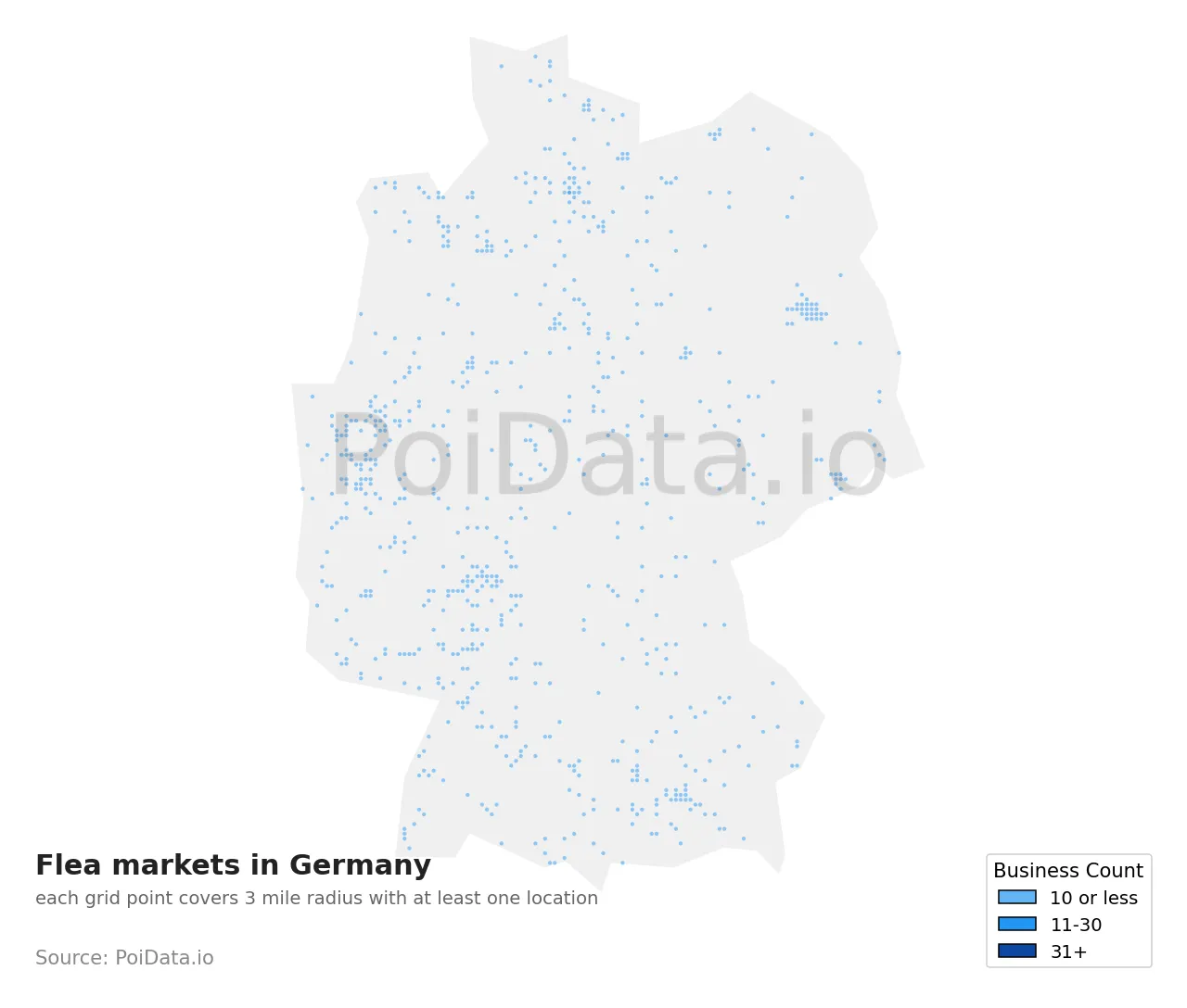Flea market density map for Germany