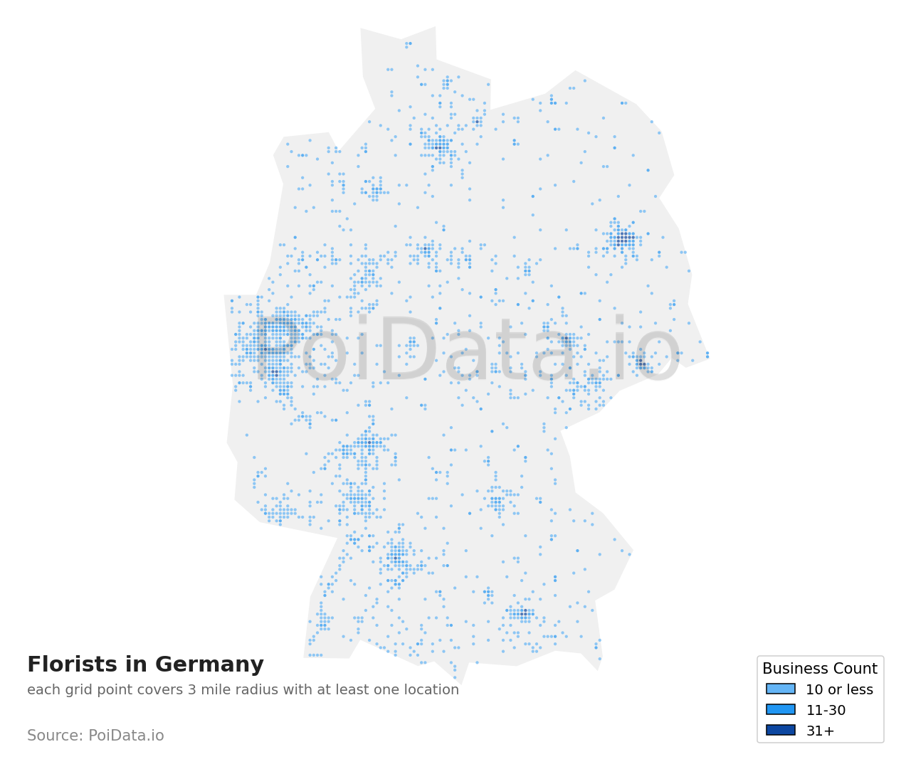 Florist density map for Germany