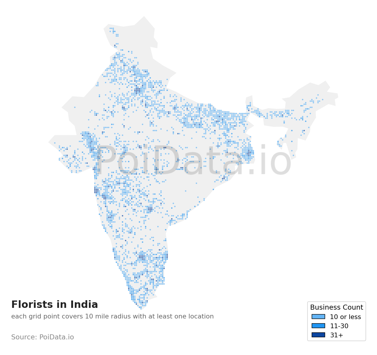 Florist density map for India