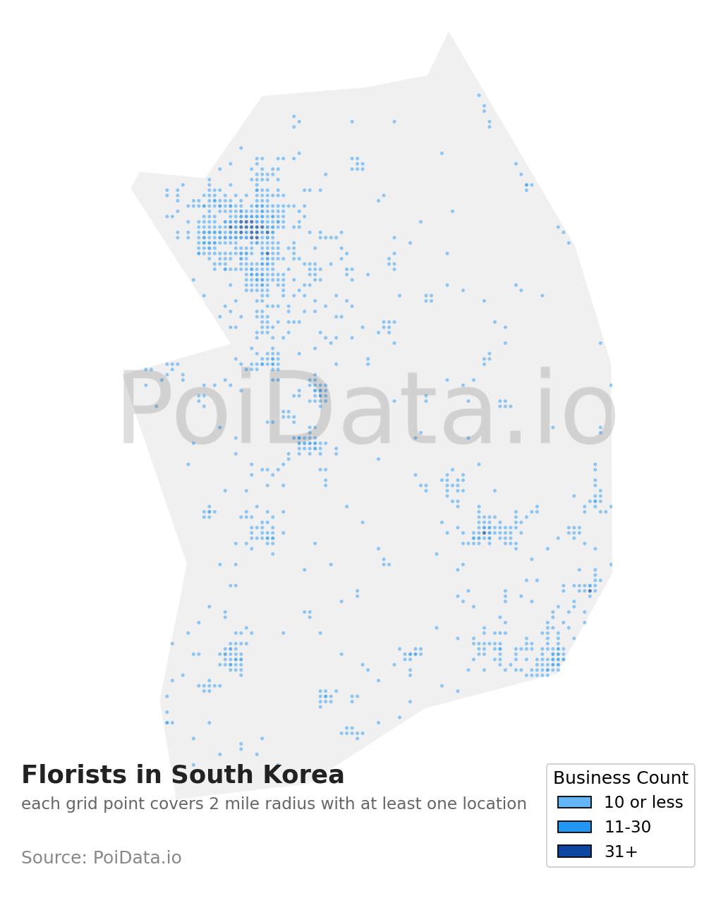 Florist density map for South Korea