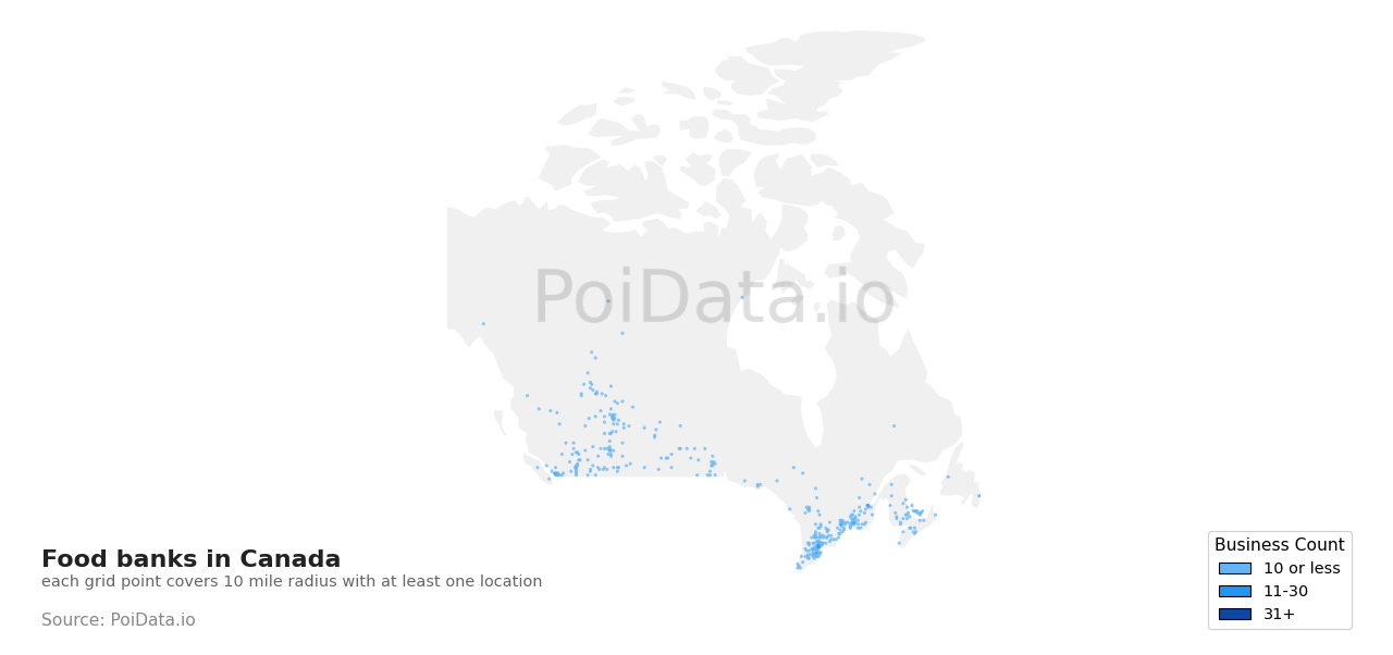 Food bank density map for Canada