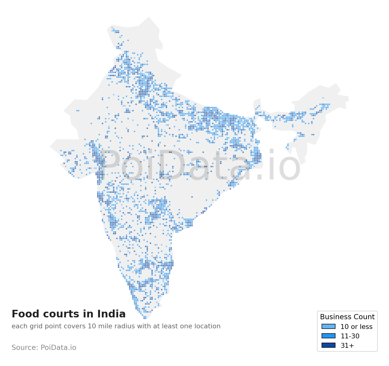 Food court density map for India