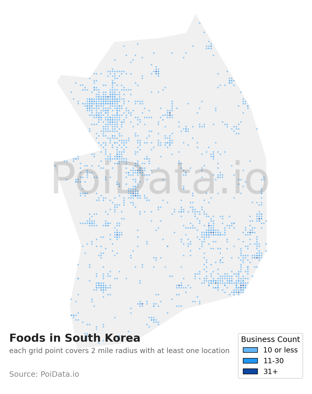 Food density map for South Korea