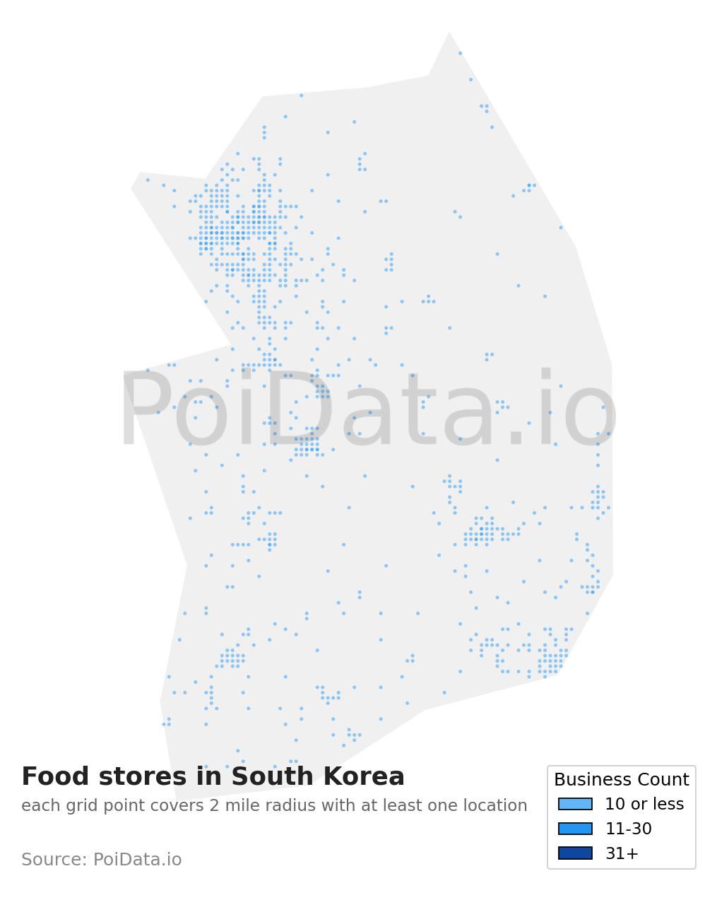 Food store density map for South Korea