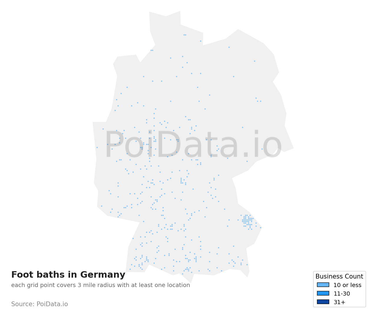 Foot bath density map for Germany