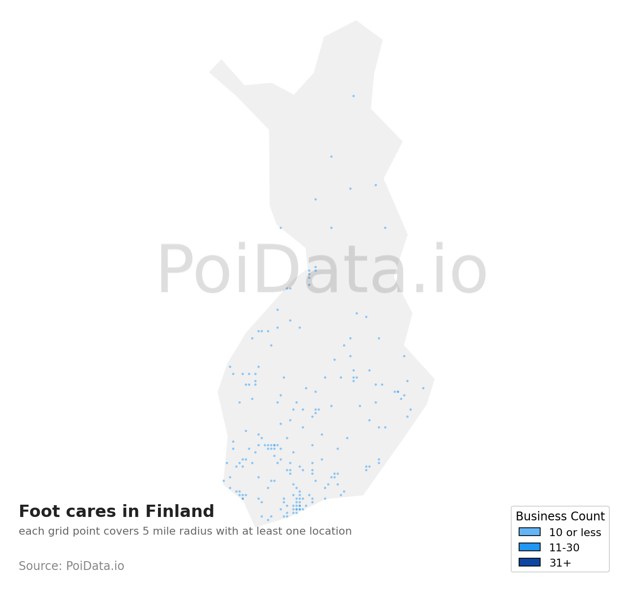 Foot care density map for Finland