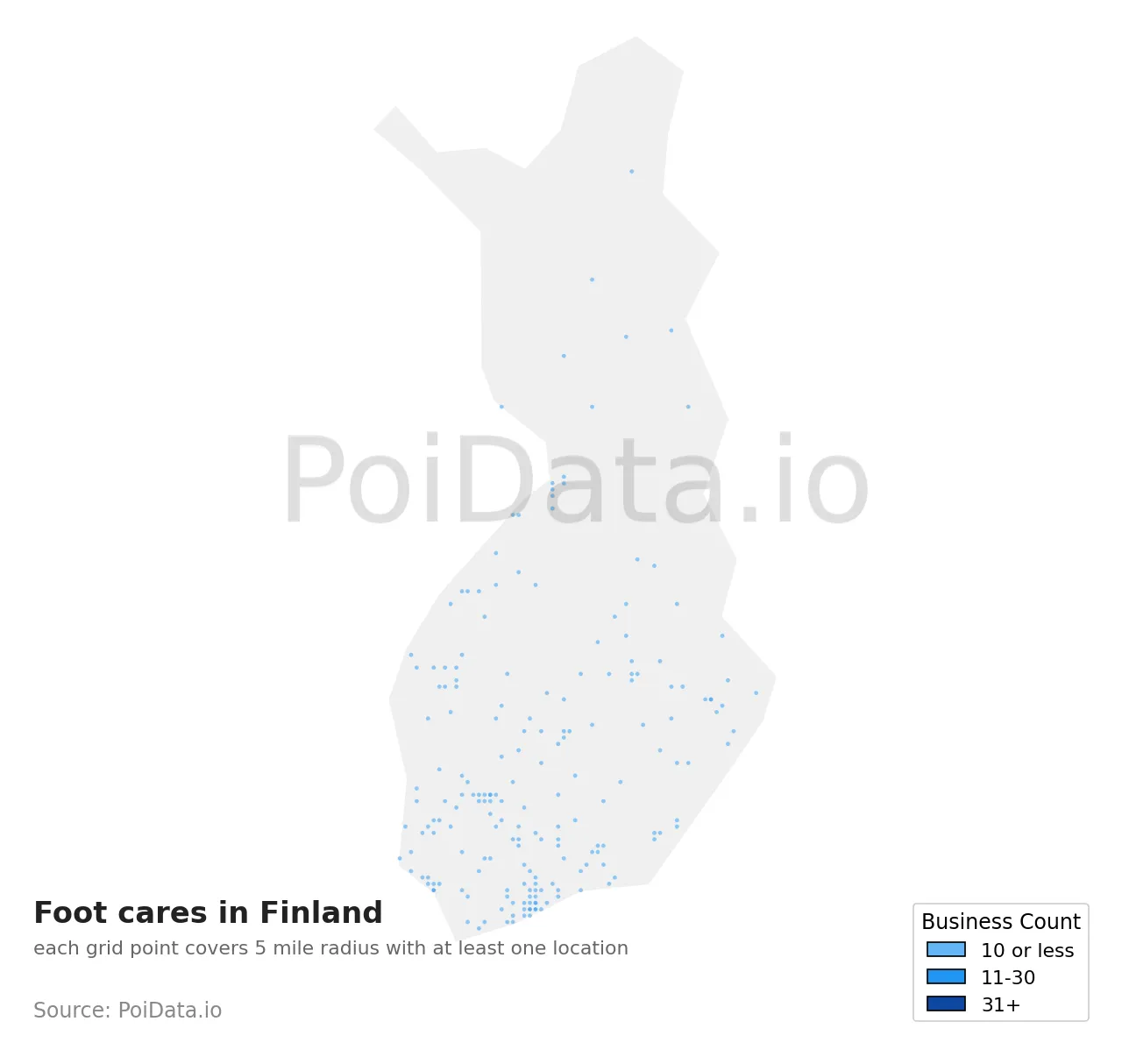 Foot care density map for Finland