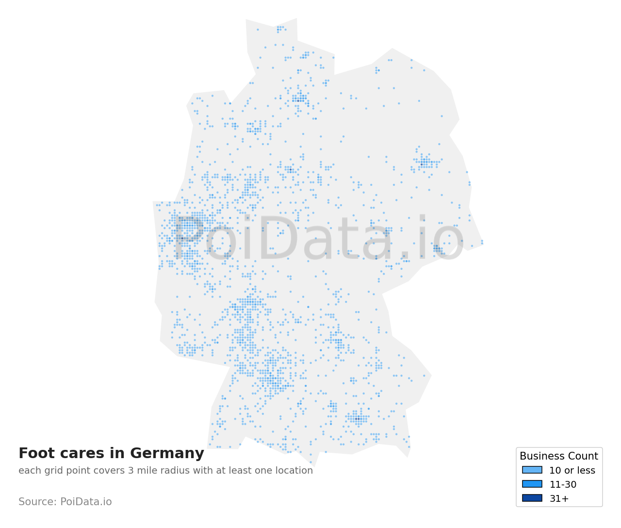 Foot care density map for Germany