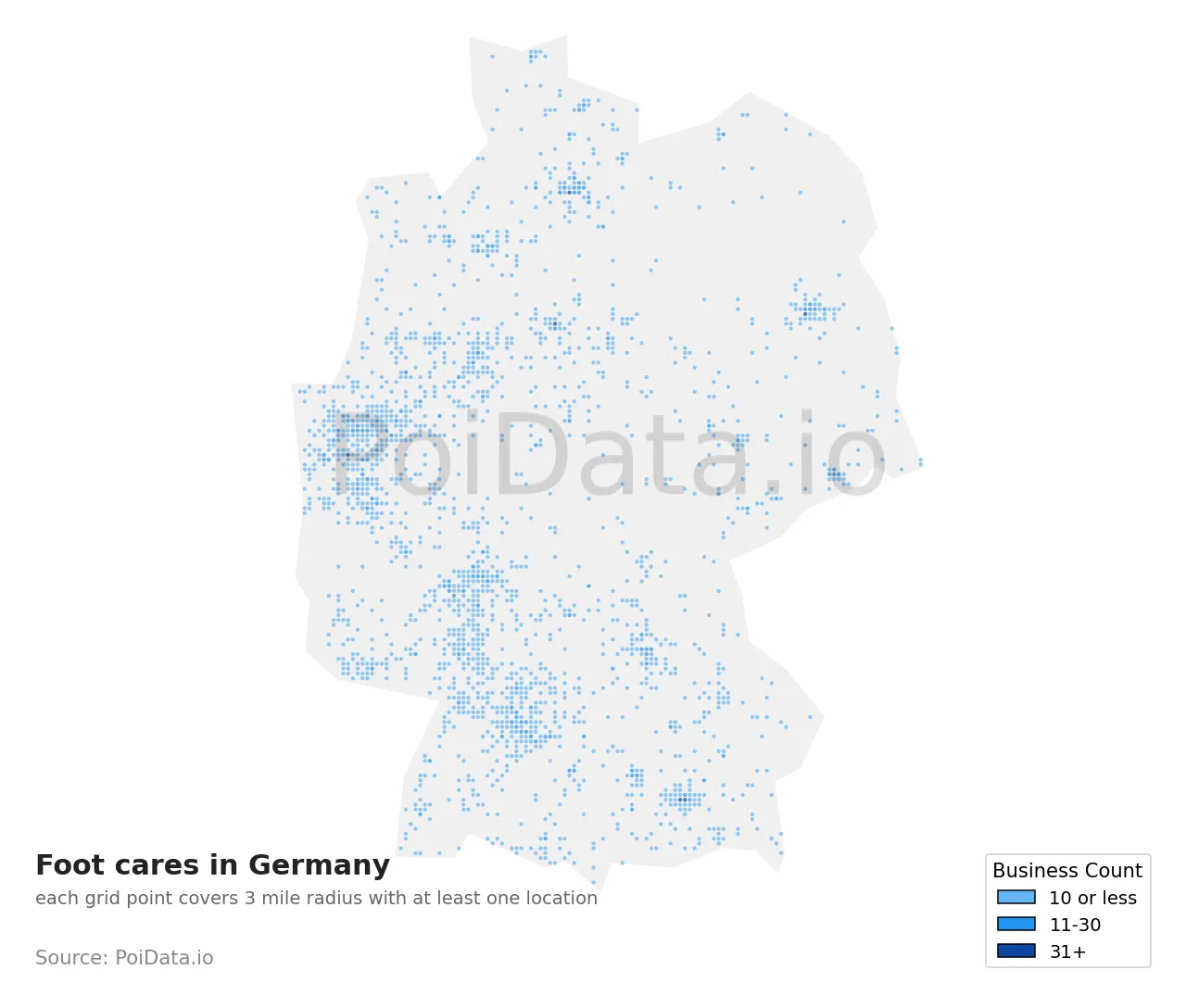 Foot care density map for Germany