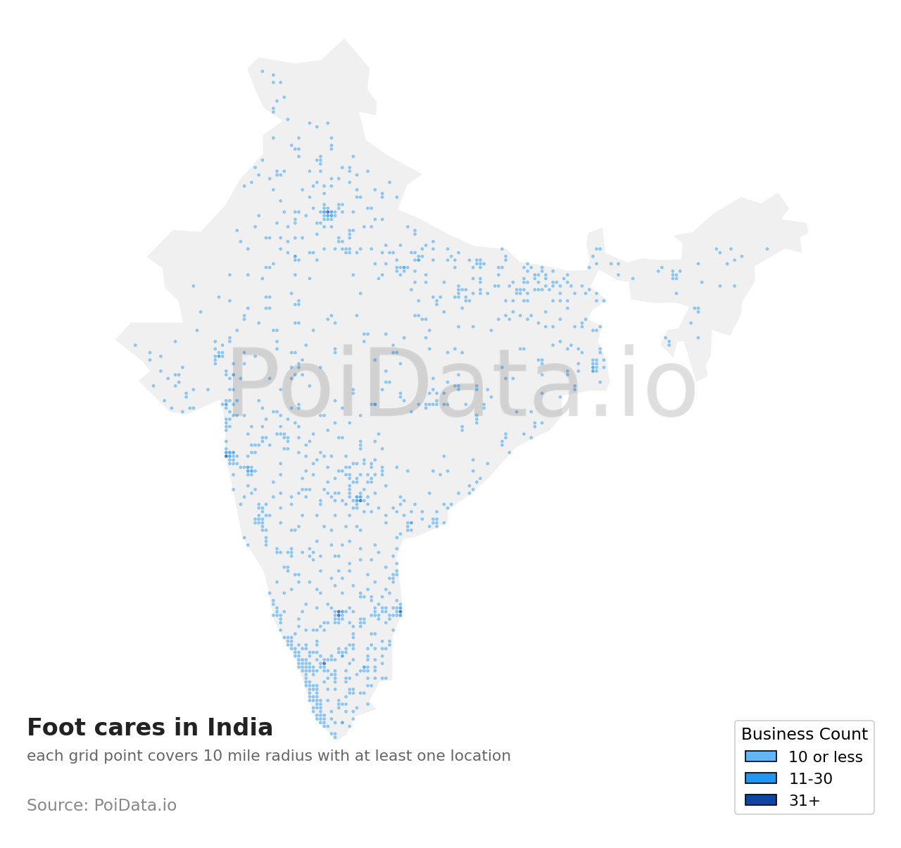 Foot care density map for India