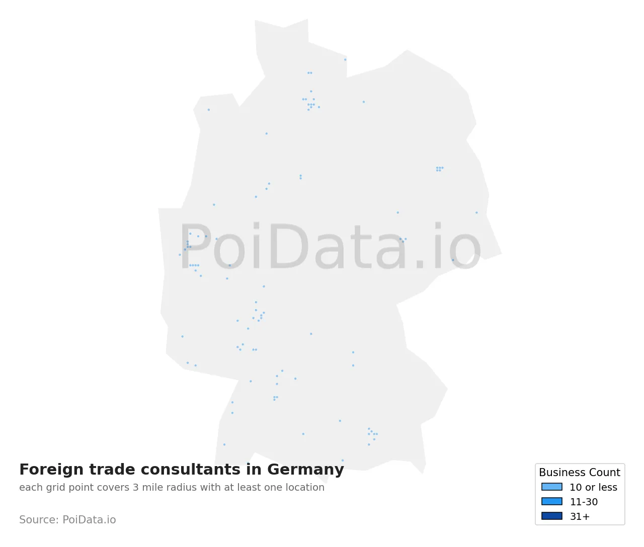 Foreign trade consultant density map for Germany