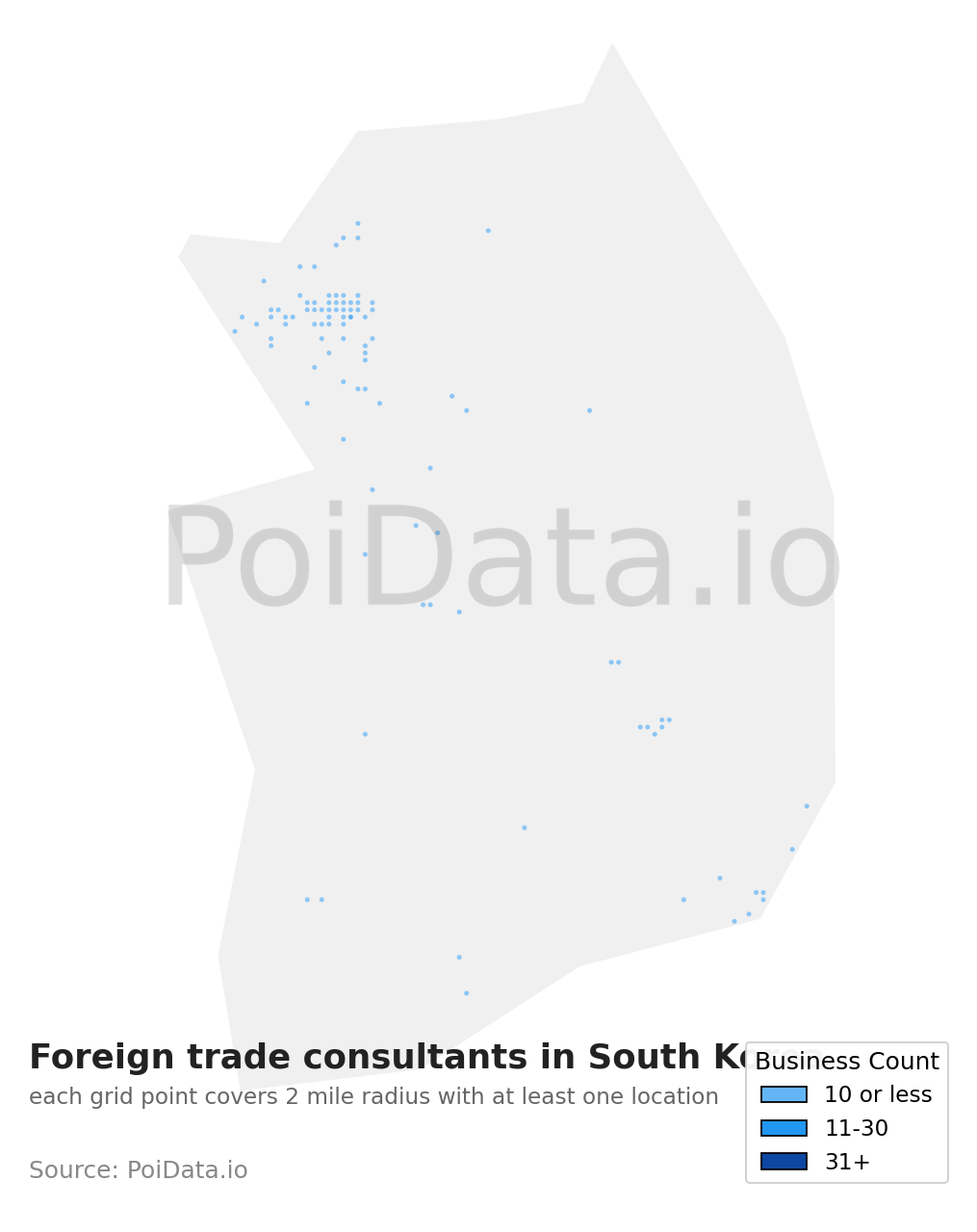 Foreign trade consultant density map for South Korea