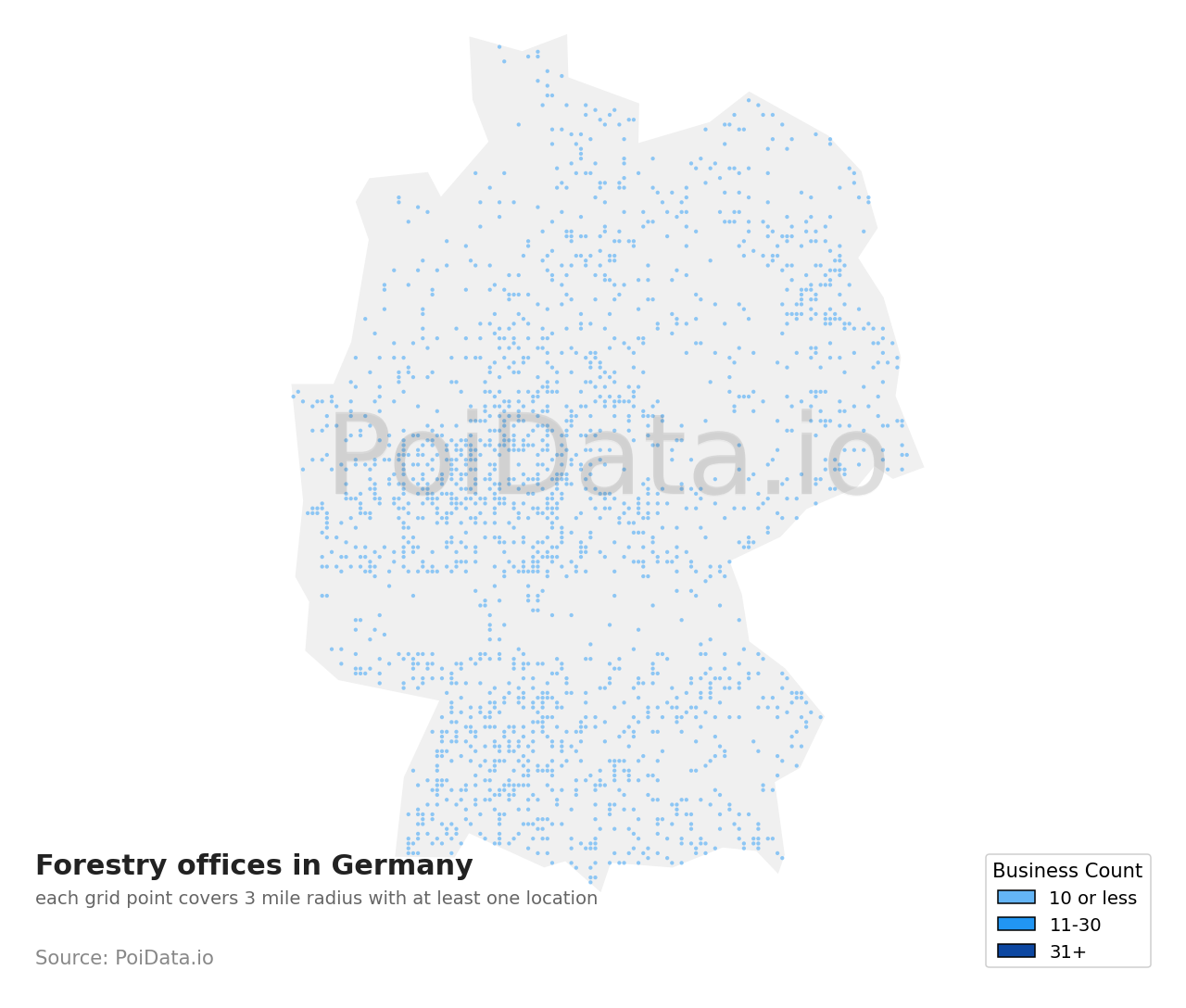 Forestry office density map for Germany
