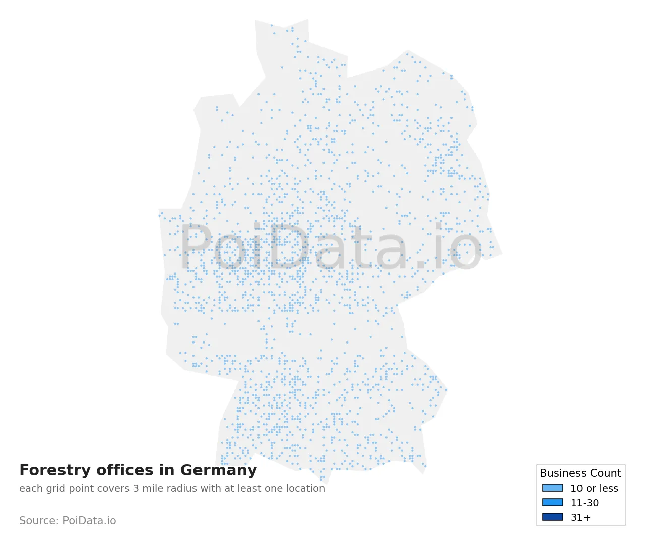 Forestry office density map for Germany