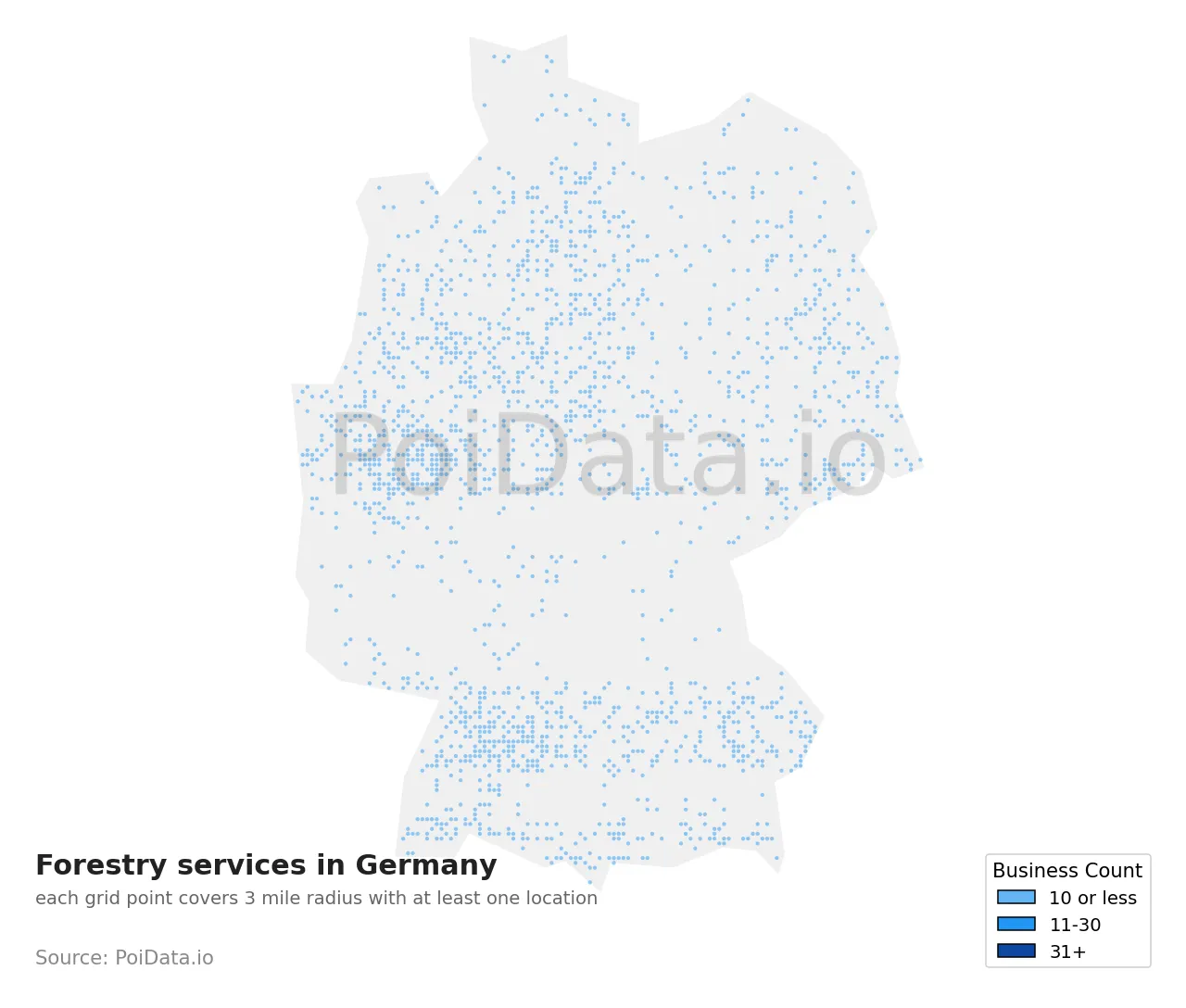 Forestry service density map for Germany