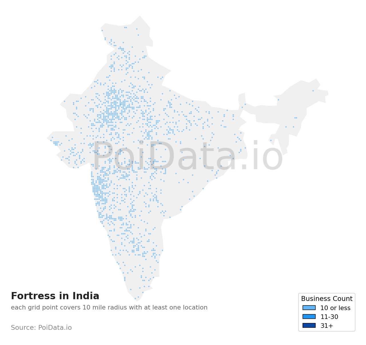 Fortress density map for India