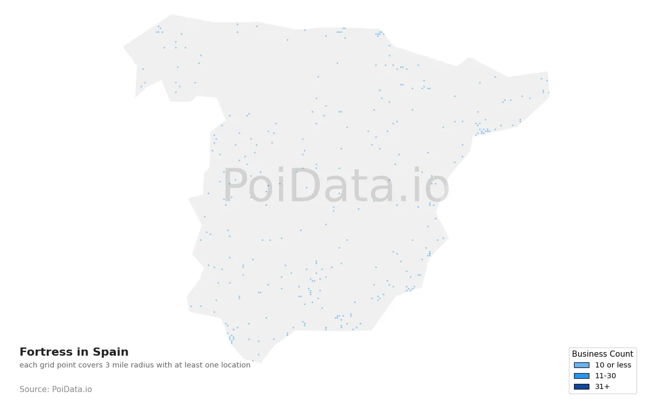 Fortress density map for Spain