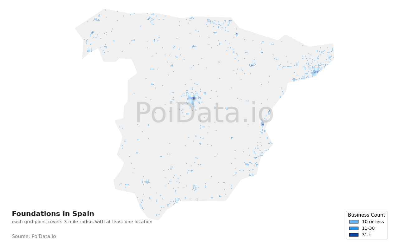 Foundation density map for Spain