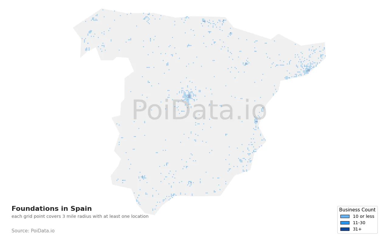 Foundation density map for Spain