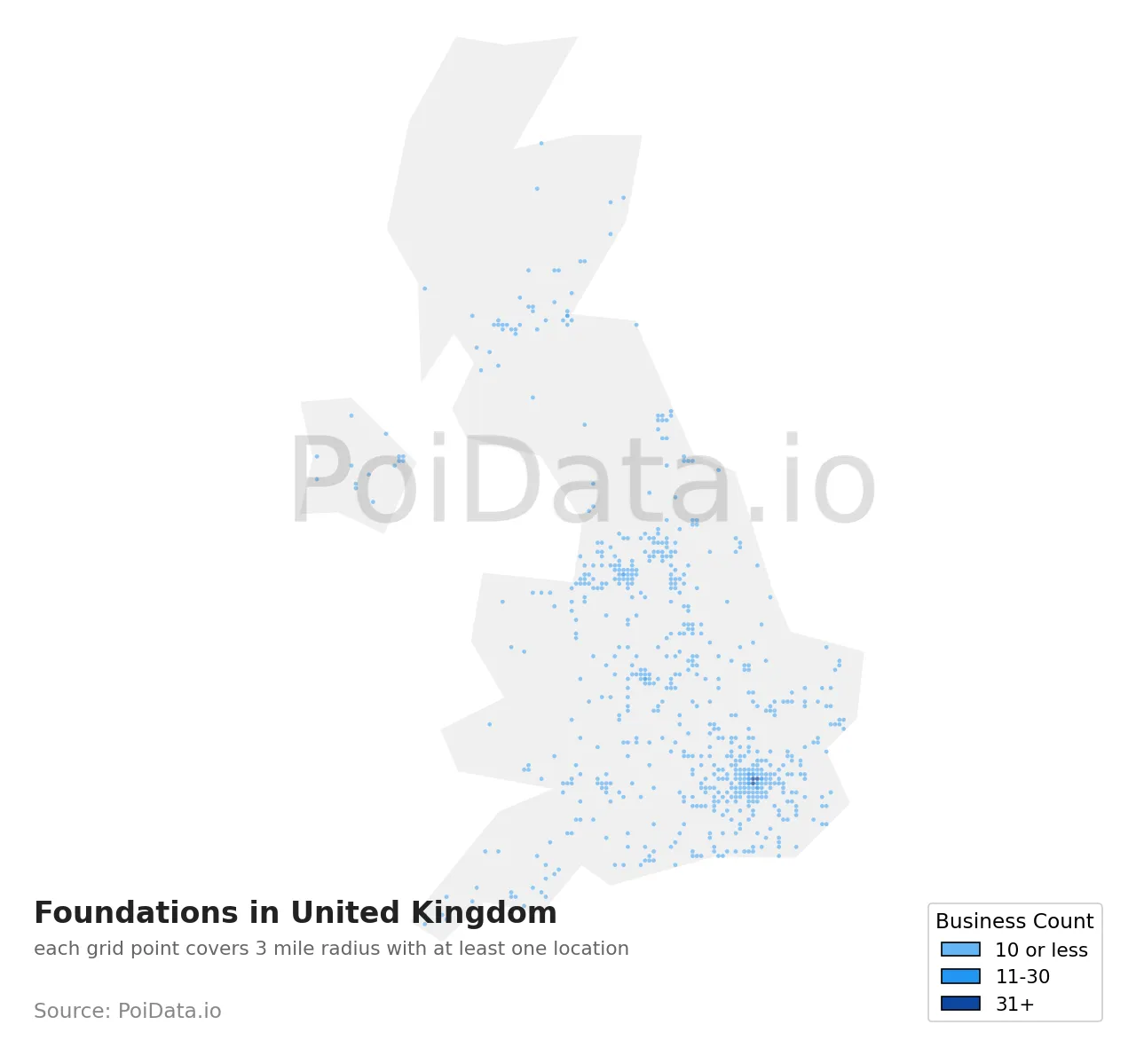 Foundation density map for United Kingdom