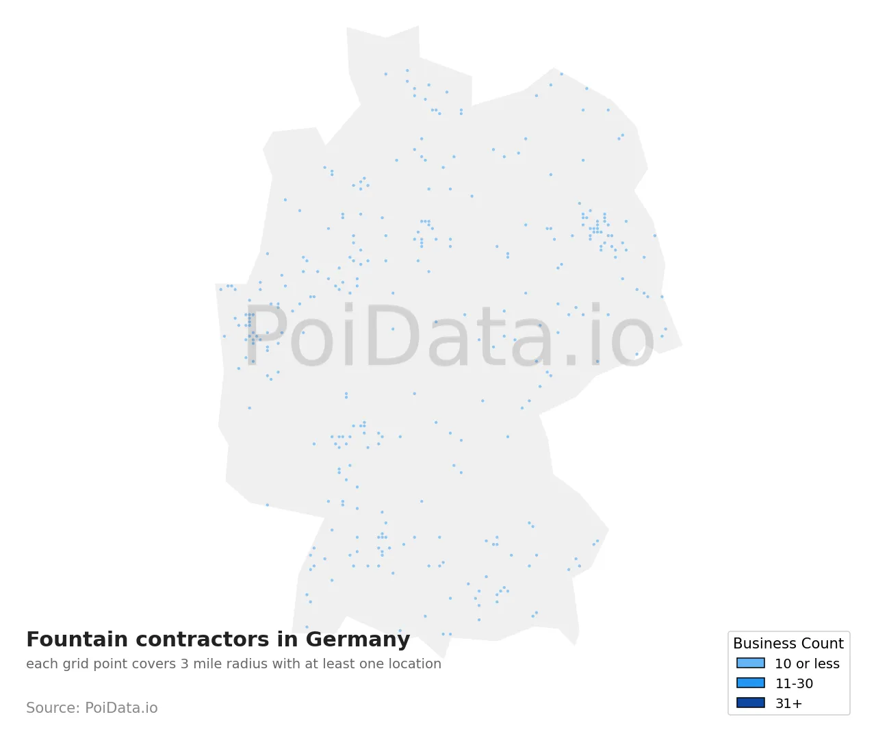 Fountain contractor density map for Germany
