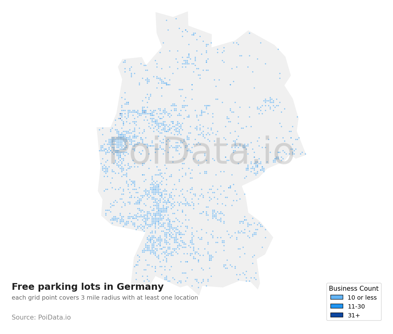 Free parking lot density map for Germany