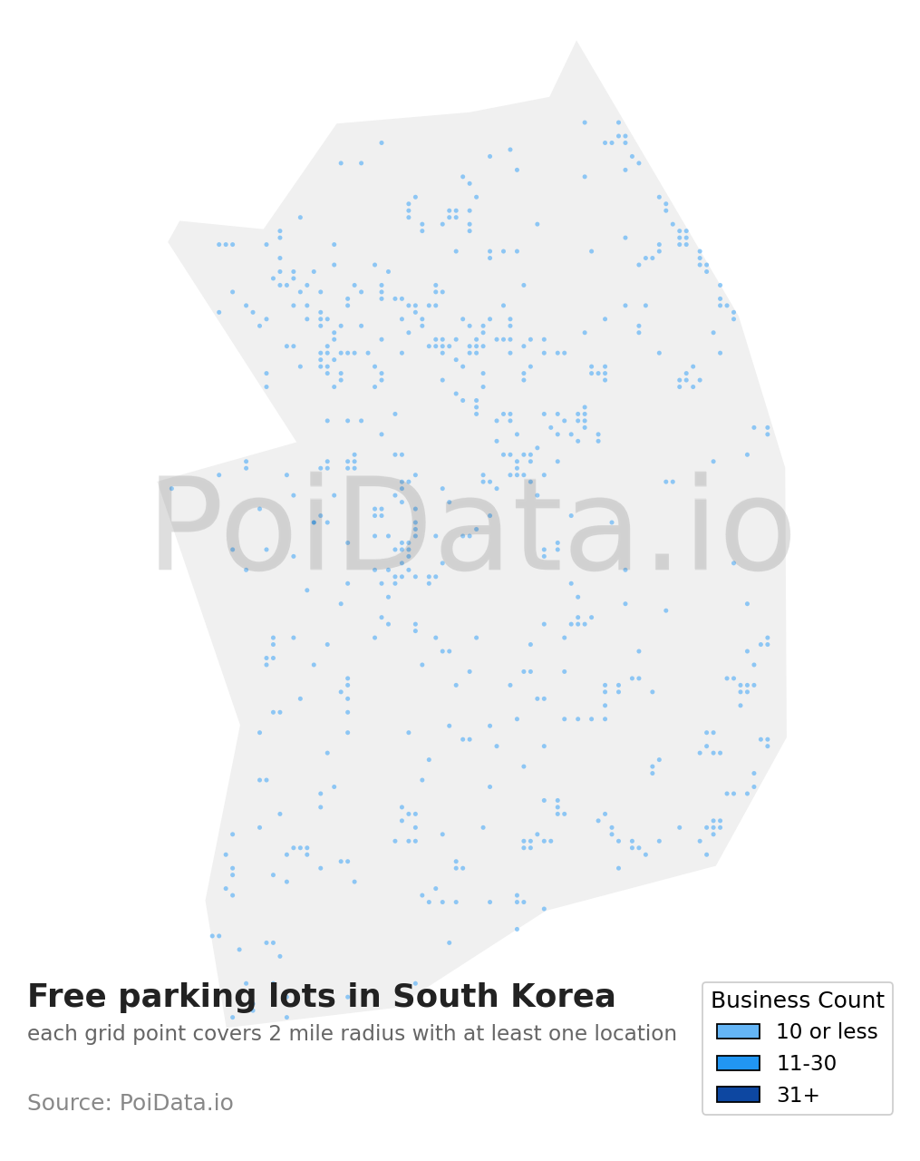 Free parking lot density map for South Korea