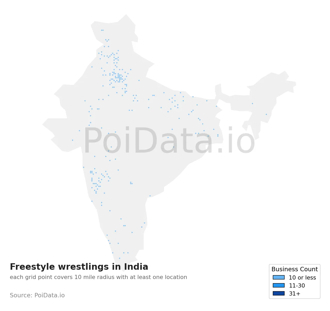 Freestyle wrestling density map for India