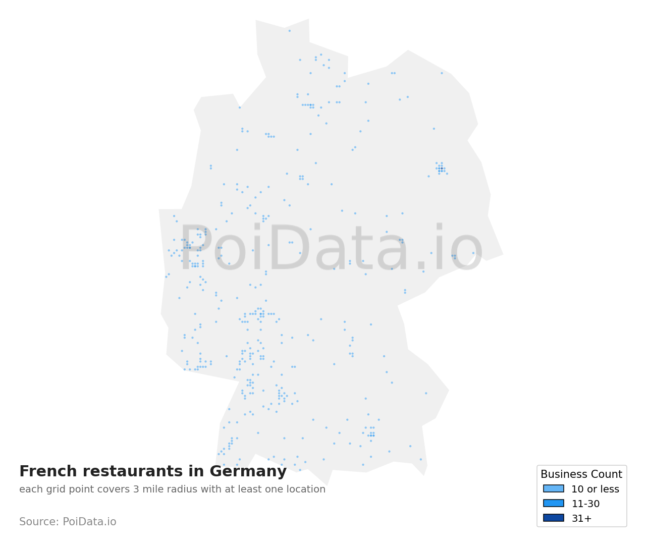 French restaurant density map for Germany
