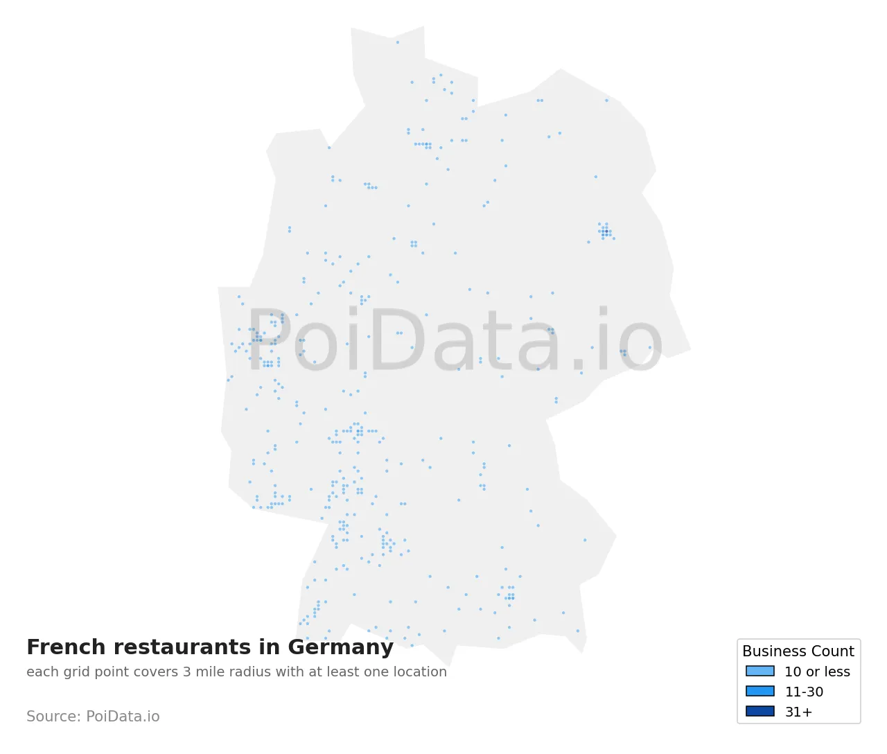 French restaurant density map for Germany