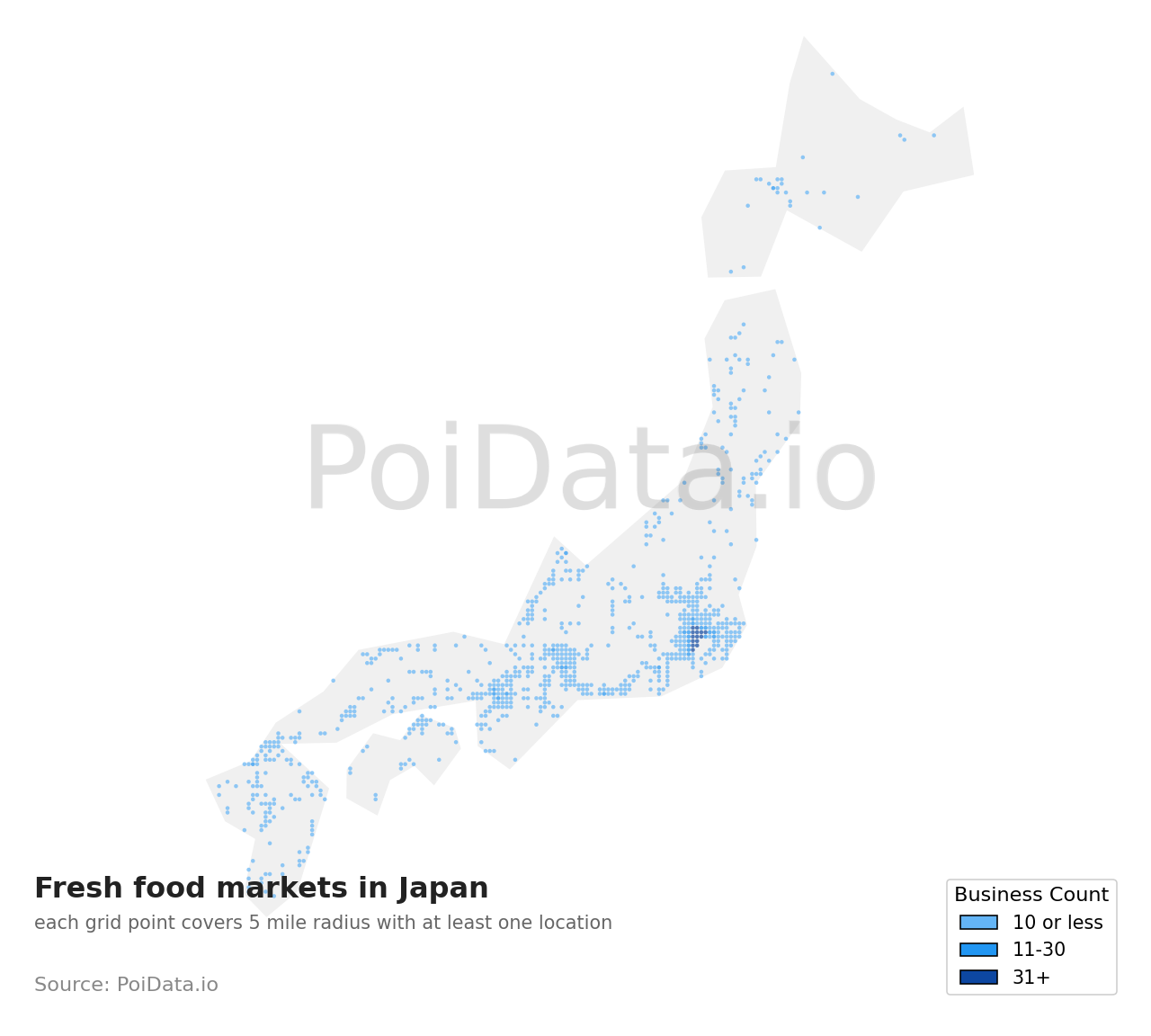 Fresh food market density map for Japan