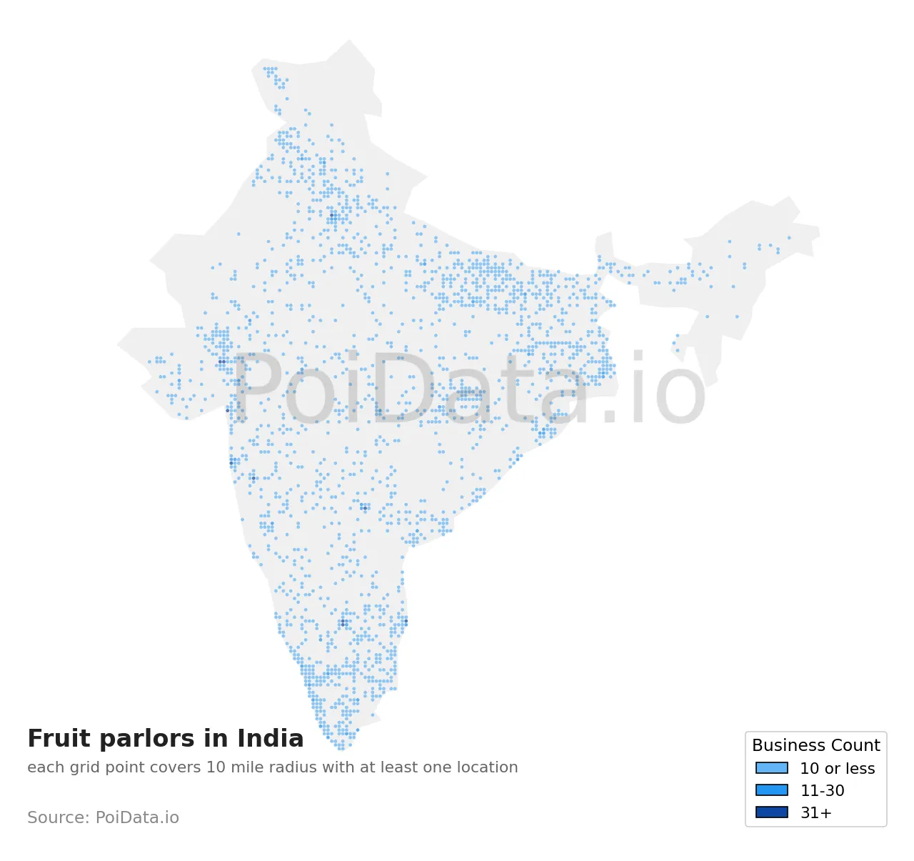 Fruit parlor density map for India