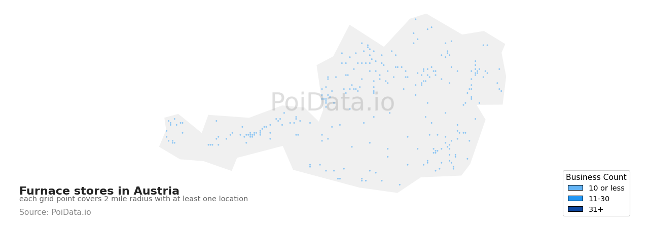 Furnace store density map for Austria