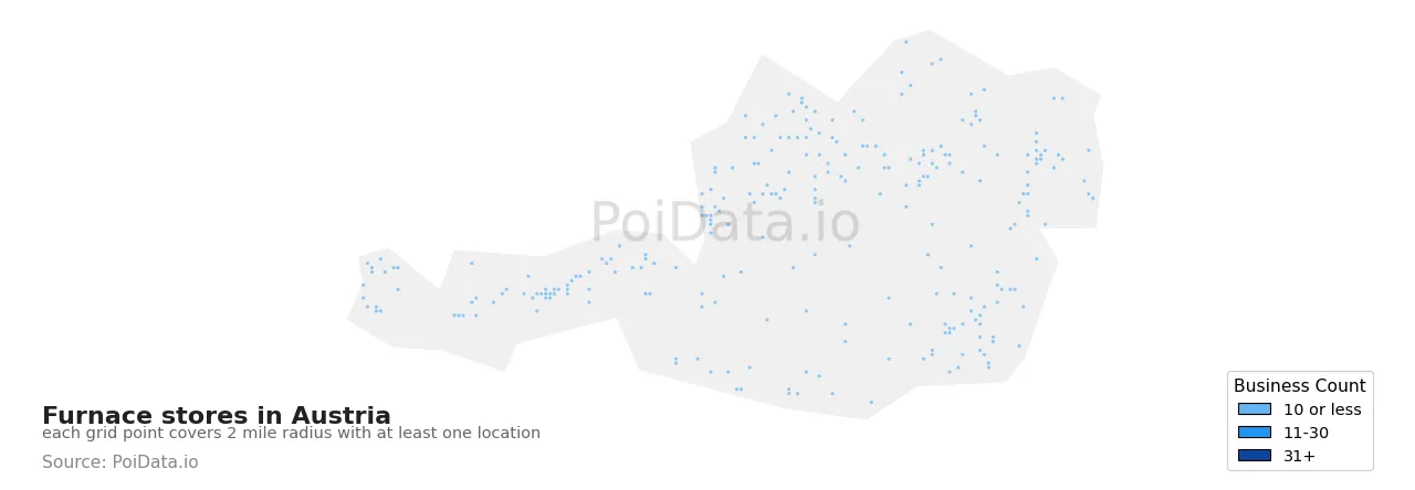 Furnace store density map for Austria