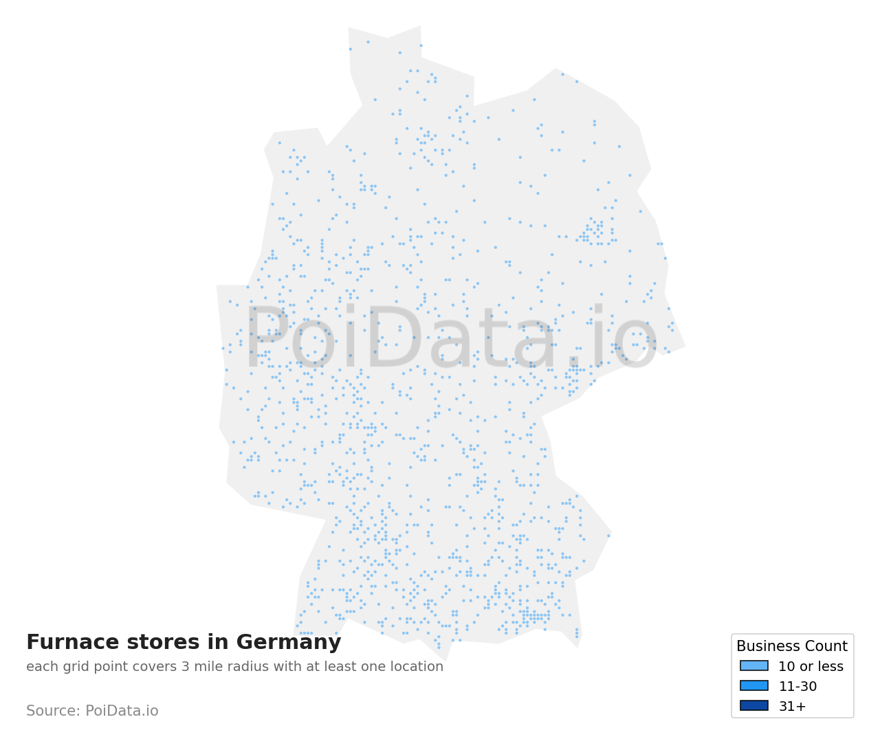 Furnace store density map for Germany