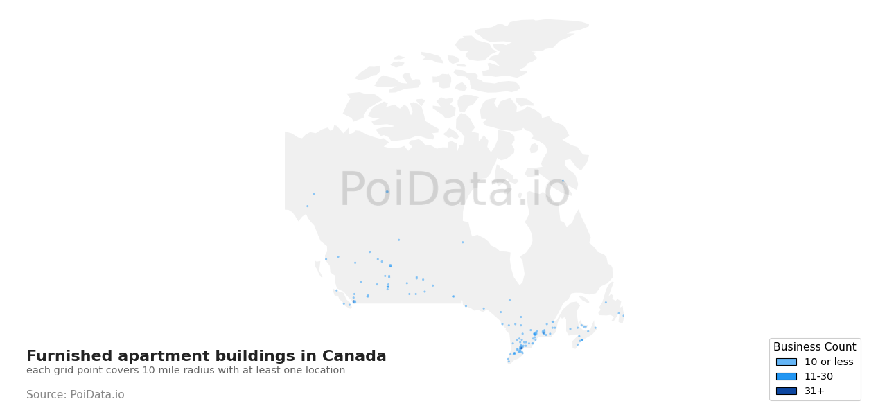 Furnished apartment building density map for Nova Scotia, Canada