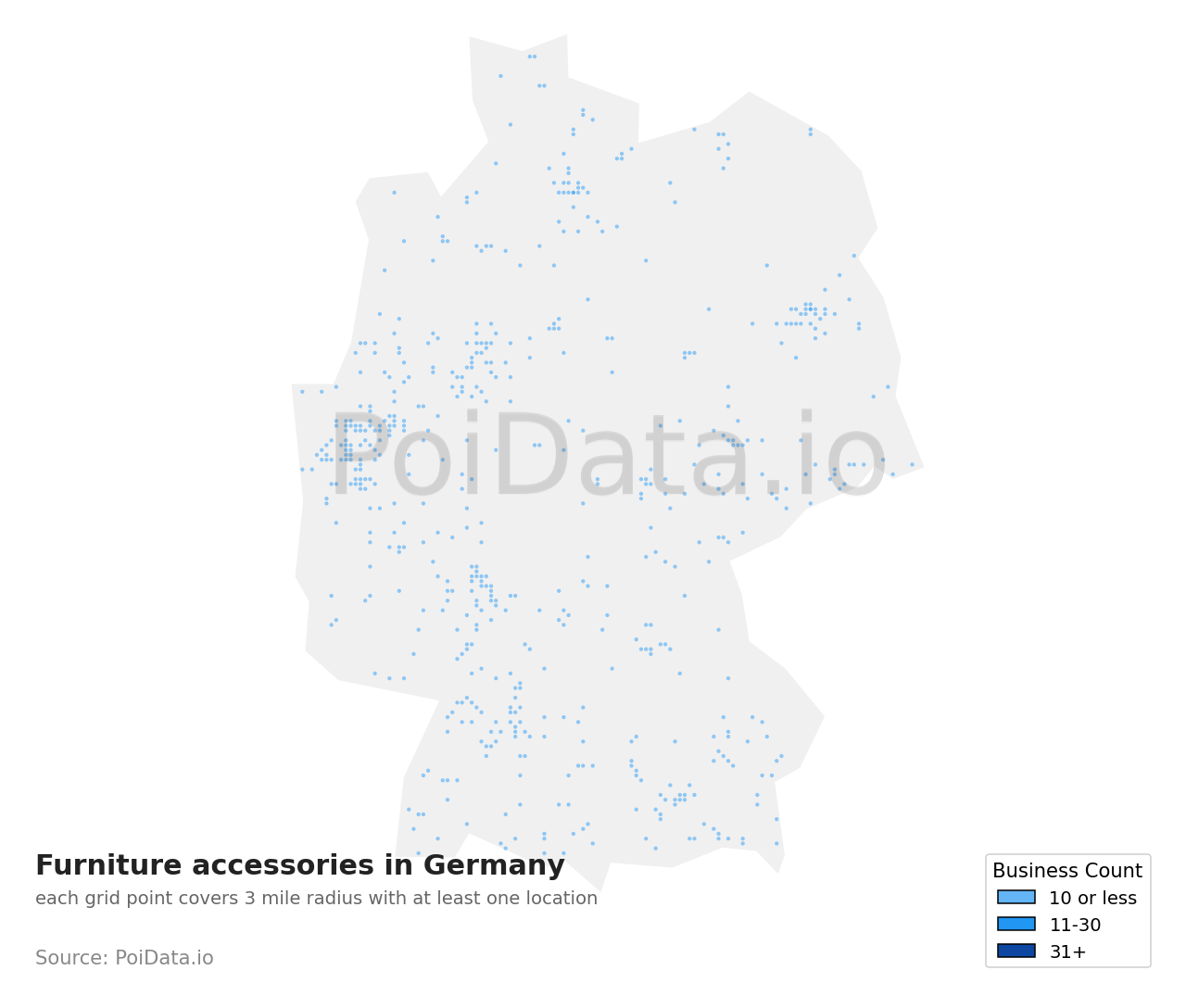 Furniture accessories density map for Germany