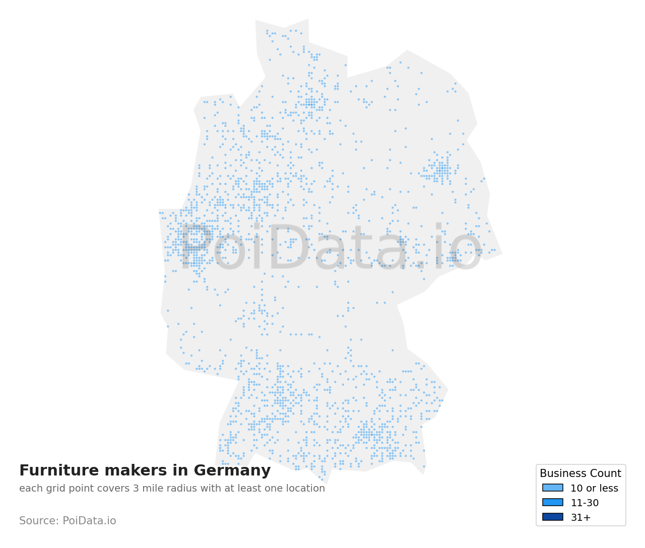 Furniture maker density map for Germany