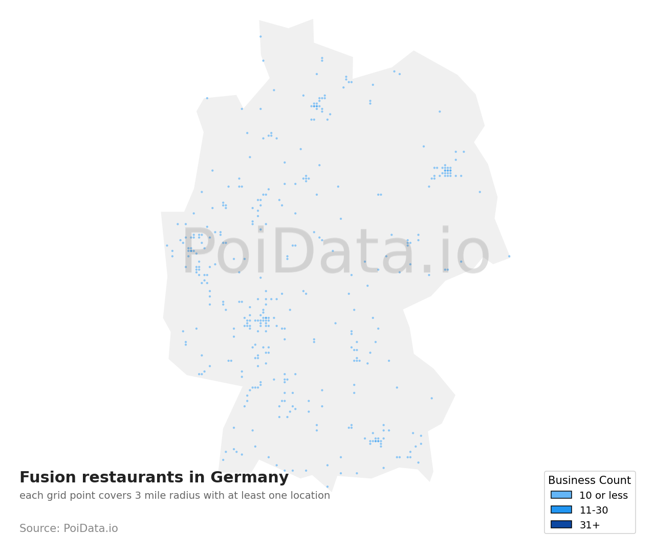 Fusion restaurant density map for Germany