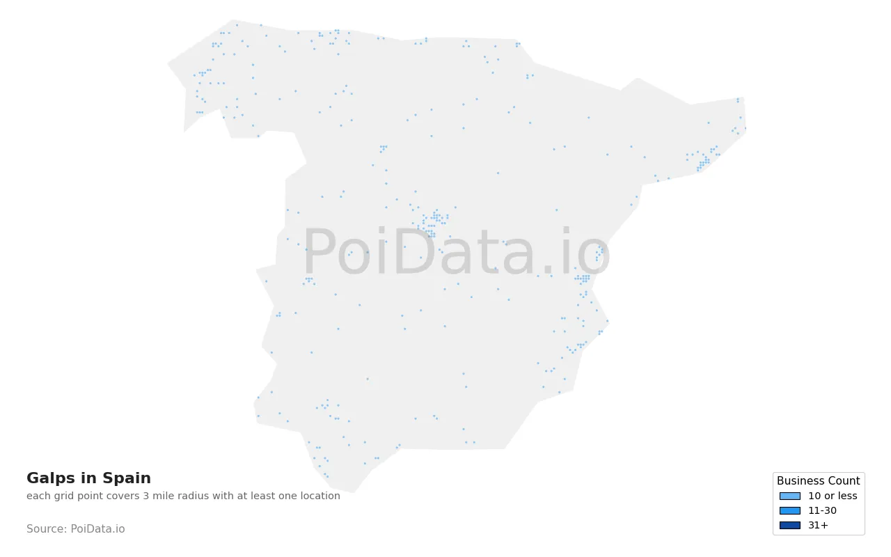 Galp density map for Spain