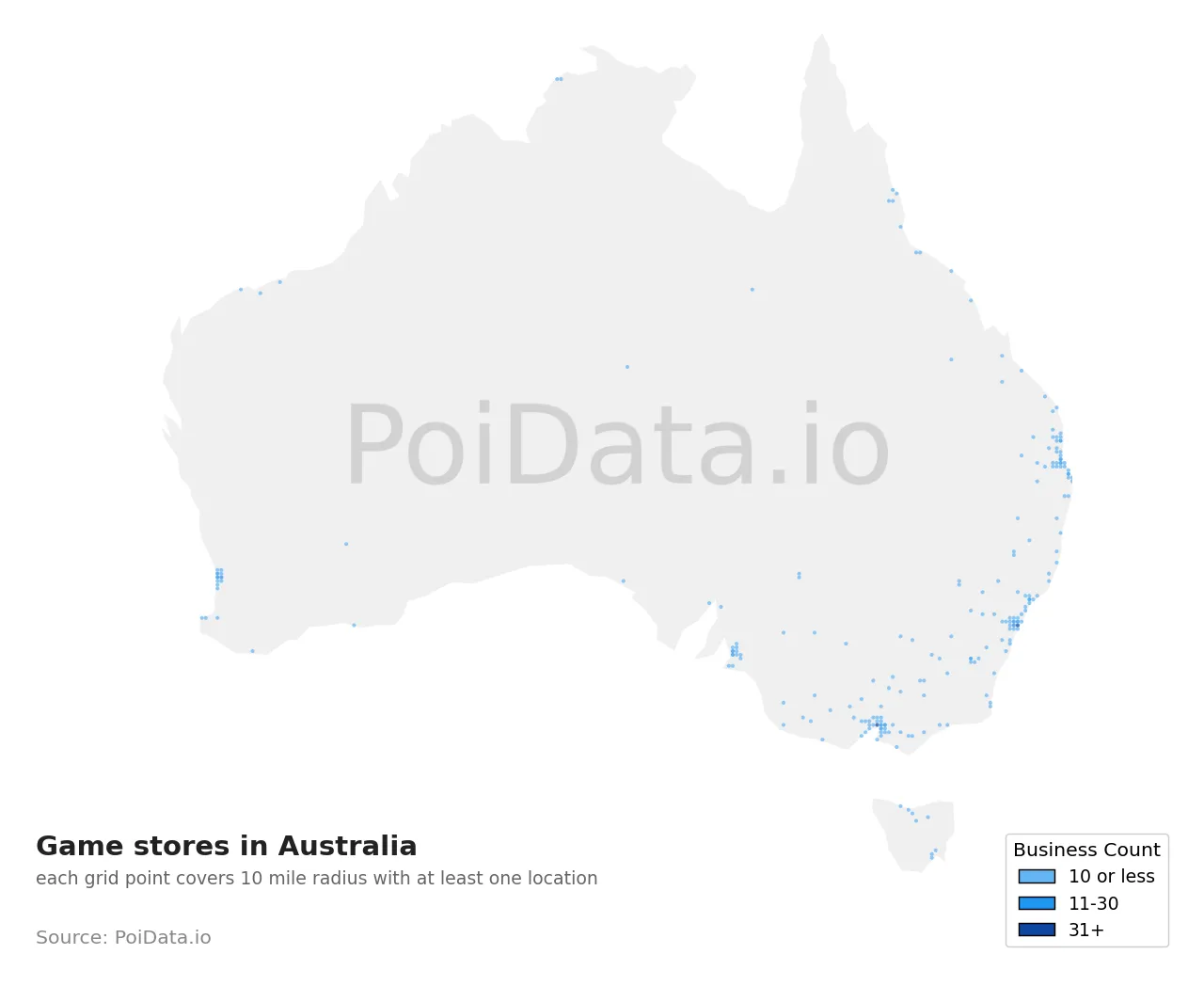 Game store density map for Australia