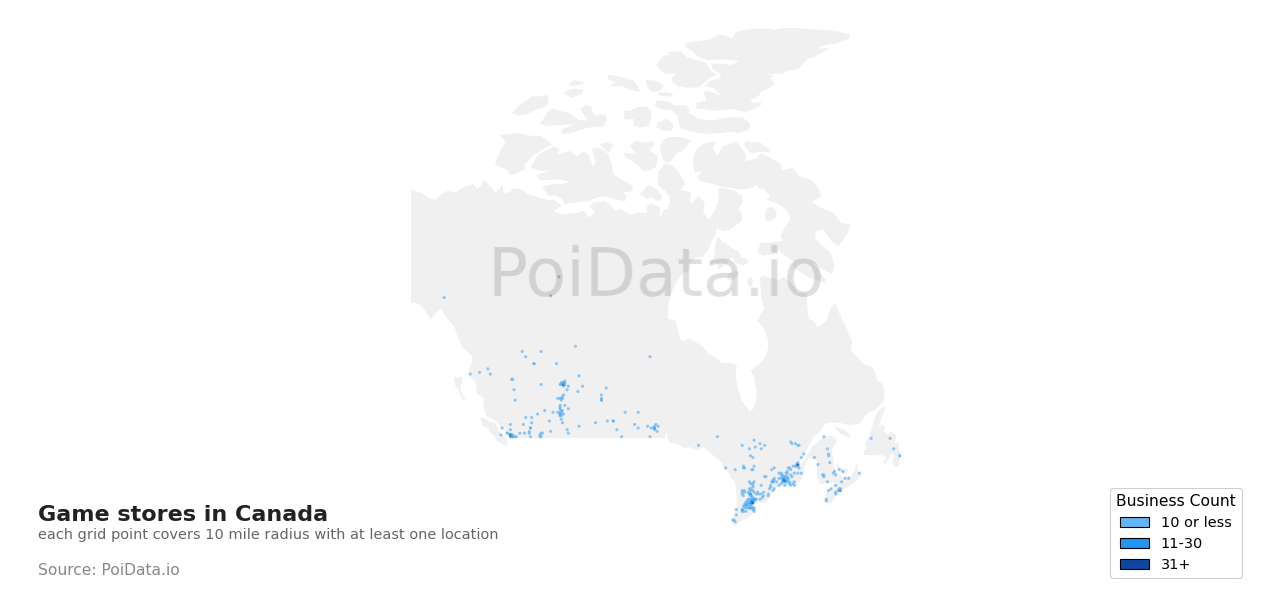 Game store density map for Canada