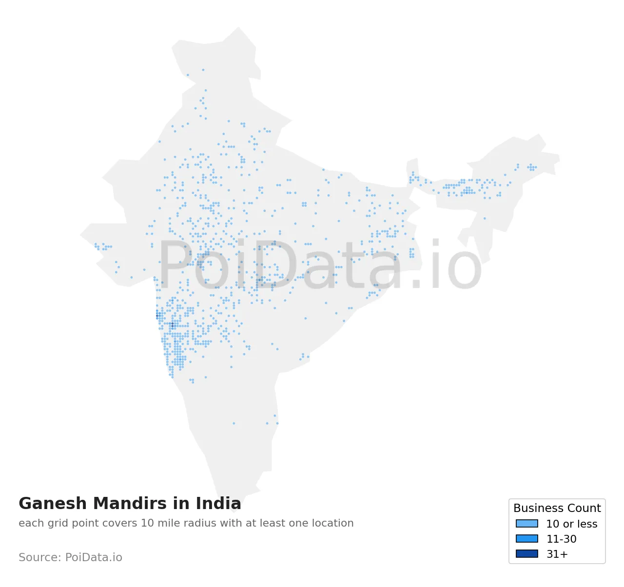 Ganesh Mandir density map for India