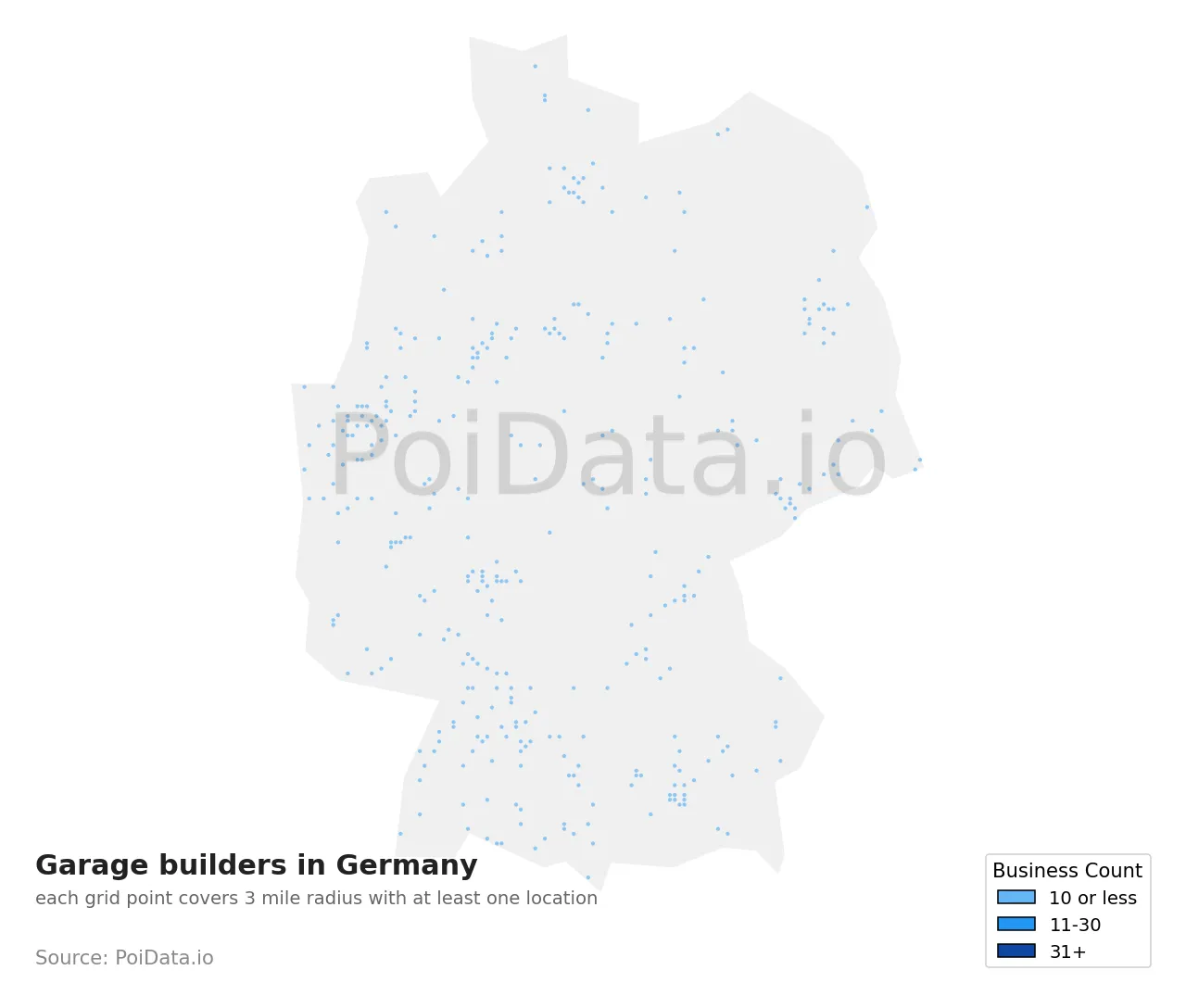 Garage builder density map for Germany