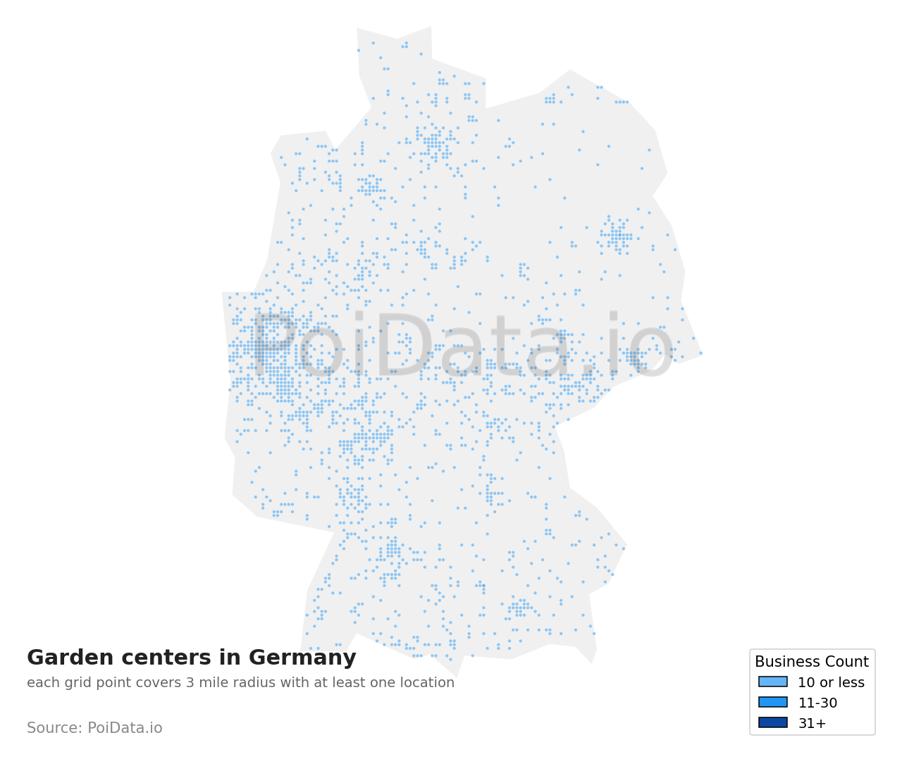 Garden center density map for Germany