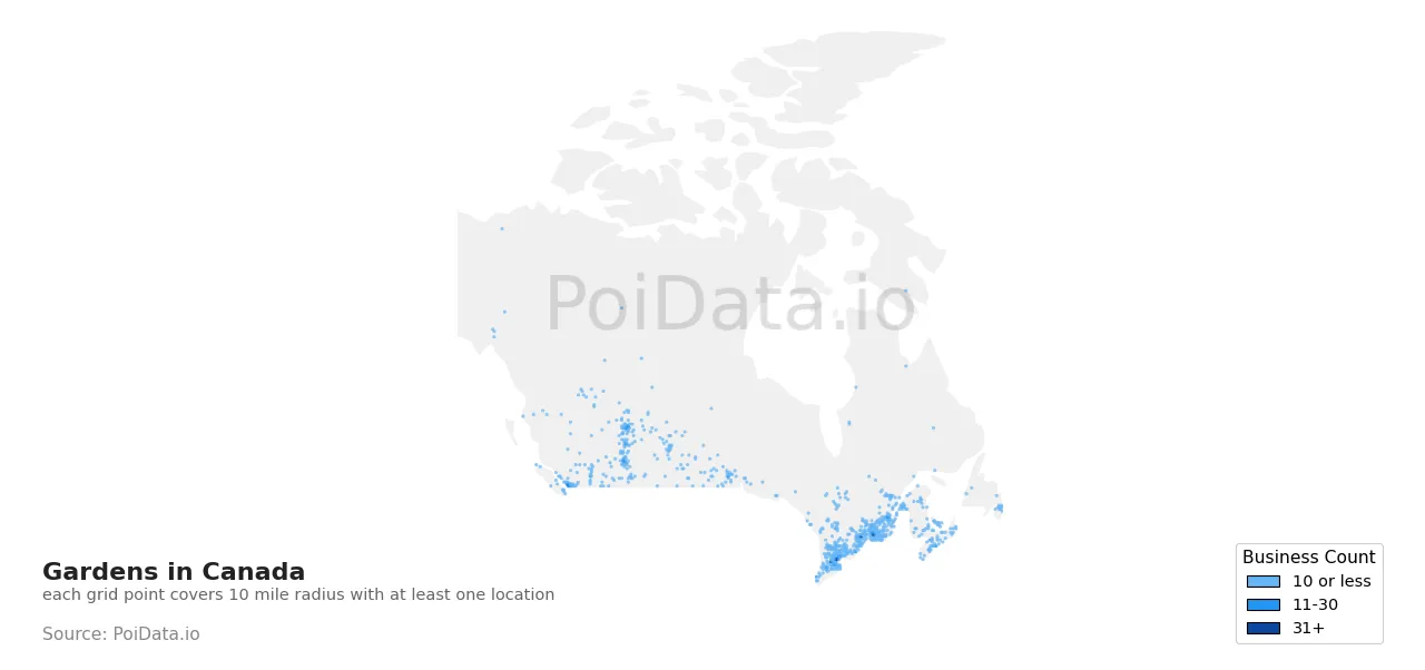 Garden density map for Canada